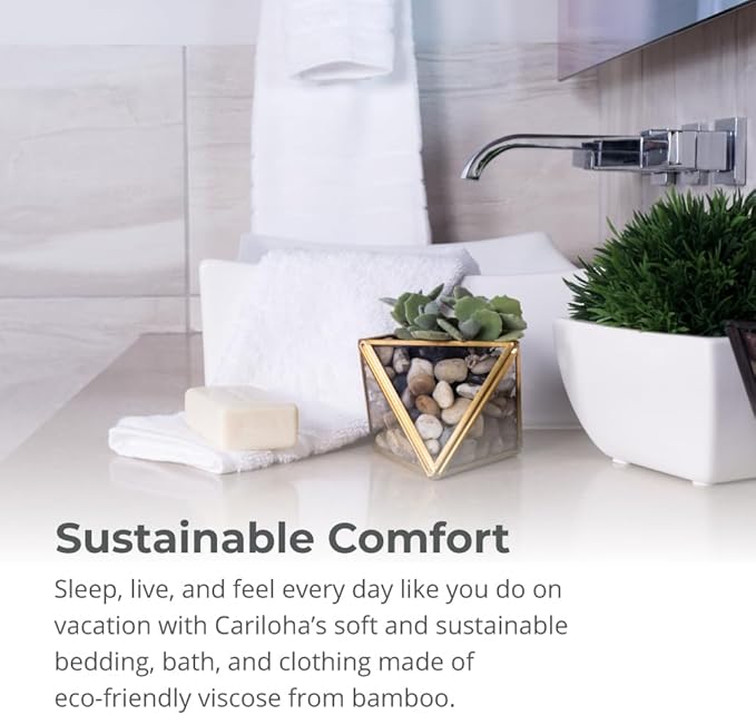 Cariloha Hand Towel | Harbor Gray | 16"x24" | Turkish Cotton & Viscose Material Blend | Extra Smooth, Odor Resistant and Highly Absorbent