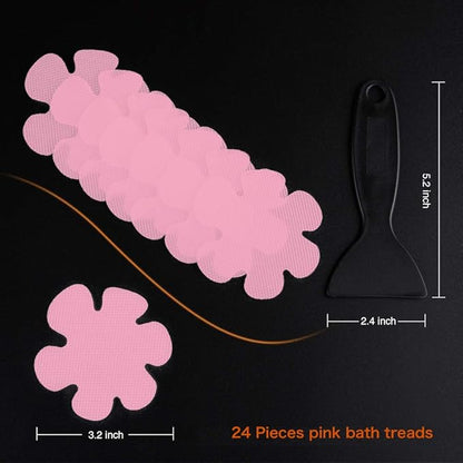 Bathtub Stickers Non-Slip, Safety Shower Treads Adhesive Appliques with Premium Scrape (Pink)
