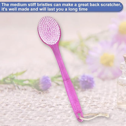 Back Brush for Shower, 14-inch Long Handle Medium Stiff Bristles Bath Scrubber for Men Women Body Exfoliating and Brushing - 2 Packs Pink