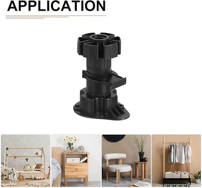 80x46mm(LxW) Adjustable Leveling Feet - 4Pack- Good for Furniture - Leveler Support Frame Replacement Legs - Black