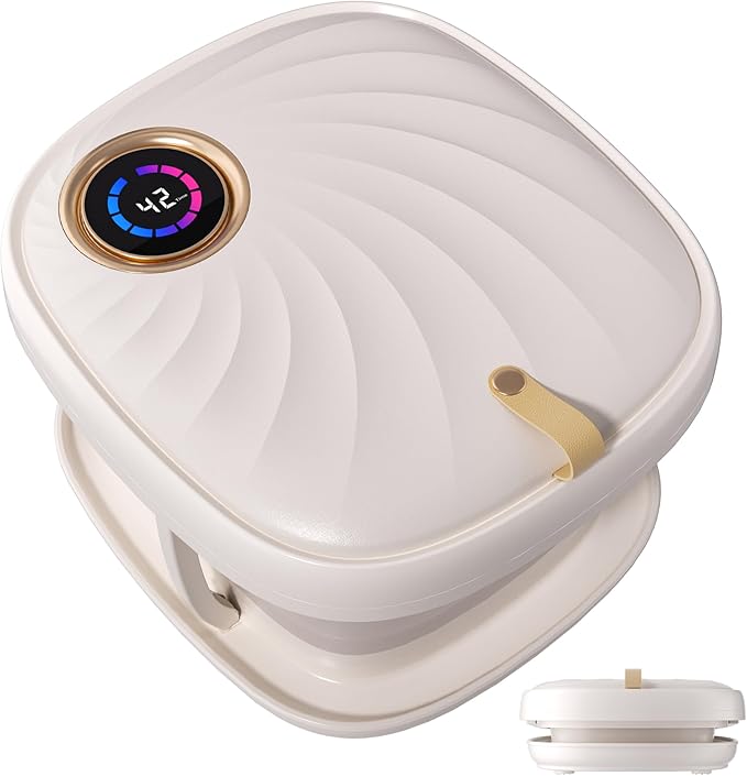 Foot Spa Bath Massager with Heat Bubble，Heating Foot Soaking Tub for Collapsible Foot Bath Bucket with Bubbles, Remote Control，Red Light, Pumice Stone, and Shiatsu Rollers for Gift