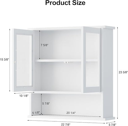 Modern Hanging Bathroom Cabinet, Sturdy Wooden Medicine Cabinet with Buffering Hinge & Anti-Scratch Door, Space-Saving Wall Mounted Over Toilet (Acrylic-Insert Panel Door)