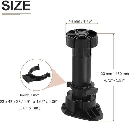 120x44mm(LxW) Adjustable Leveling Feet - 8Pack- Good for Furniture - Leveler Support Frame Replacement Legs - Black