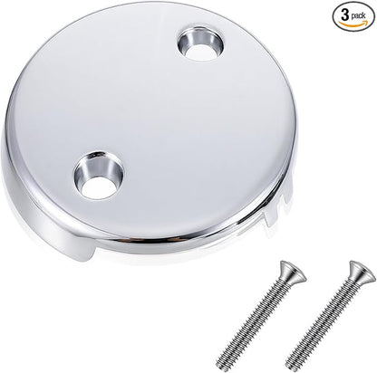 Tub Drain Overflow Covers, 3-1/8" Two Hole Bathtub Drain Overflow Cover with Screws, Fits Most Standard Bath Tub Drains(Silver)