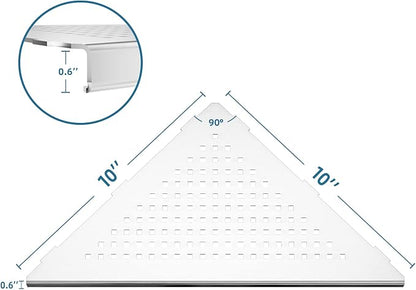 Neodrain Brushed Corner Wall Shelf, 10 Inch Floating Corner Shelf for Wall, 304 Stainless Steel Recessed Corner Shelf Bathroom Shelf Rack for Tiled Wall,No Drilling