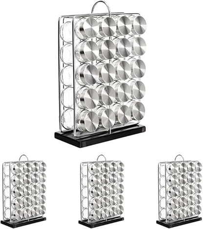 Amazon Basics 20 Jars Spice Organizer Rack, Silver (Pack of 4)