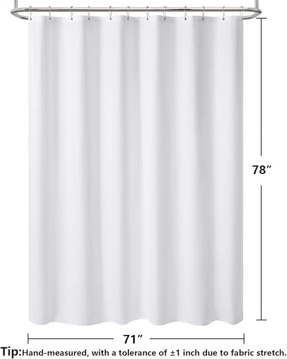 120GSM Ultimate Waterproof Fabric Shower Curtain Liner - TPU Lamination Technology with 3 Magnets,Machine Washable,71x78 Inch Soft Cloth Shower Curtain or Shower Liner,for Bathroom(White)