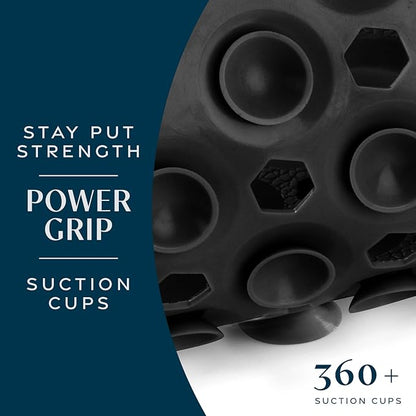SlipX Solutions Power Grip Bathtub Safety Mat | Precision Grip Technology for Longer, Stronger, & Softer Wet Surface Protection | Solid Black 39"x16"
