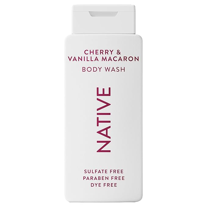 Native Body Wash Contains Naturally Derived Ingredients | For Women & Men, Sulfate, Paraben, & Dye Free Leaving Skin Soft and Hydrating | Cherry & Vanilla Macaron 18 oz