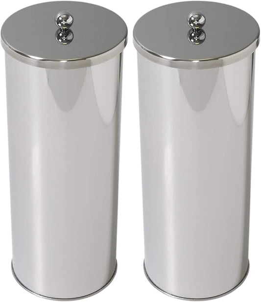 Zenna Home Toilet Paper Holder Stand, Enclosed Toilet Paper Storage Holds 3 TP Rolls, Rust Resistant Bath Tissue Holder with Lid, Stainless Steel (Pack of 2)