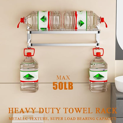Generic NICETAKU 23inches Towel Racks for Bathroom Towel Shelf with Double Towel Bars Lavatory Wall Mount Holder with Hooks Stainless Steel Hotel Bath Rack (Silver)