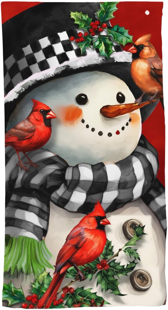Briarwood Lane Snowman with Cardinals Cotton Hand Towel