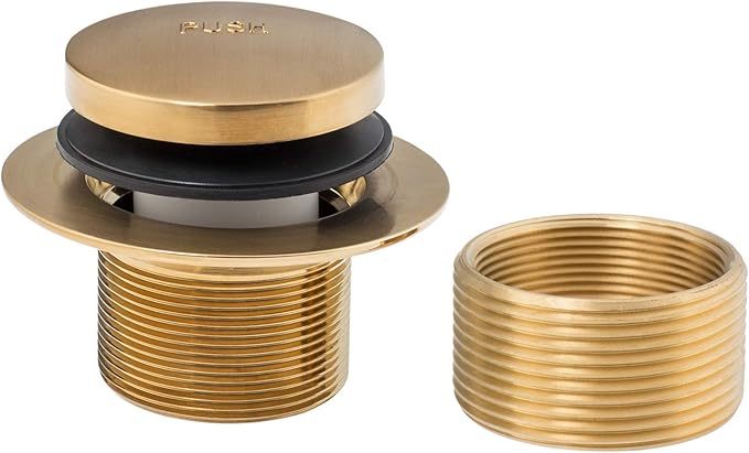 Artiwell Tip-Toe Bathtub Drains Trim Set with Two-Hole Overflow Faceplate, Replacement Bath Drain Trim Kit with 2-Hole Overflow Faceplate and Universal Fine/Coarse Thread (Brushed Gold)