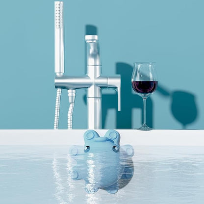 Bathroom Bathtub Overflow Drain Cover- Silicone Bath Tub Drain Cover, Tub Overflow Drain Stopper with Suction Cups, Adds Inches of Water for Deeper Bath, Cute Bathroom Accessories, Baby Blue