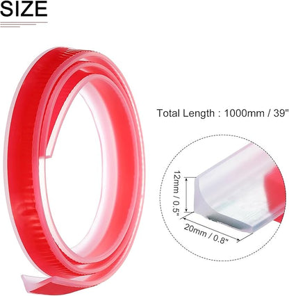39"x0.8"x0.5" (LxWxH) Collapsible Shower Barrier Stopper - 1 Pack - Good for Bathroom Kitchen - L Shape Water Splash Guard Blocker - Clear
