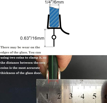 Frameless Shower Door Bottom Seal with Drip Rail for 1/4"(6mm) Glass, Length 27.5"/0.7m, Glass Door Sweep Stop Shower Leaking