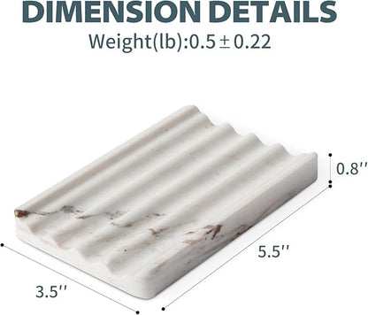 Marble Soap Holder, Soap Dish for Shower, Bathroom, Kitchen, Multi-Function Soap Saver, Soap Saver with Water Ripple Design, Soap Tray for Bar Soap(Palissandro Classico)