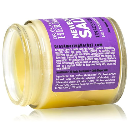 Ora's amazing Herbal, Newborn Salve, Diaper Rash Cream, Calendula Baby Balm, EWG Verified Baby Ointment, Acne Eczema, Butt Cream, Infant Massage, Natural Paraben Free, Good for Sensitive Skin 1 & 4 oz