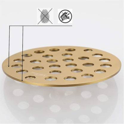 4-Inch Screw-in Shower Strainer Drain Cover Replacement Floor Strainer (Brushed Gold)