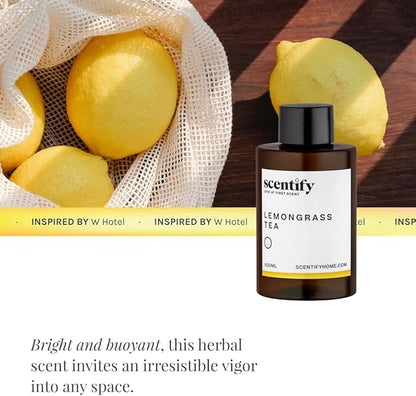 Scentify Lemongrass Aroma Oil Refill Scent for Oil Diffusers - Lemongrass, Clove, Musk Scents - Luxurious Relaxing Aromatherapy Diffuser Fragrance 100ml, 3.38 oz
