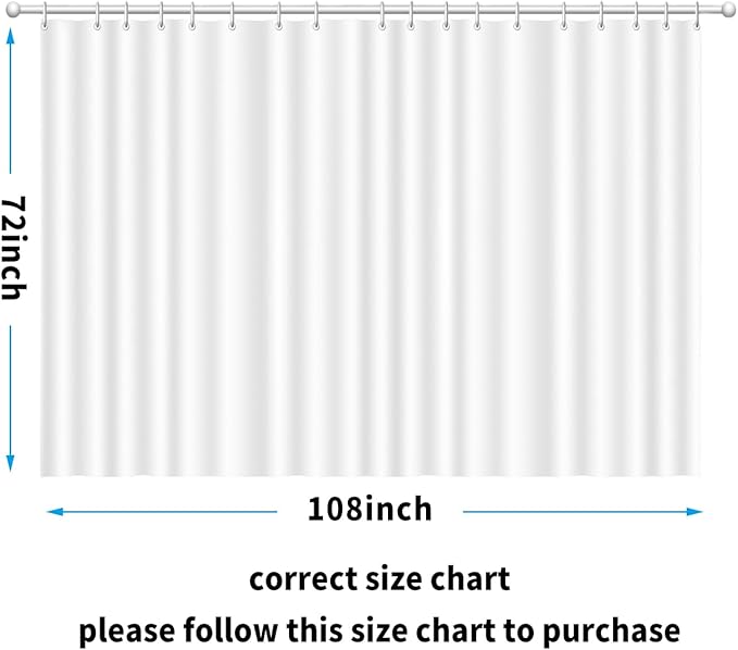 Clawfoot Tub Shower Curtain 108x72 Inch White Liner All Warp Around Extra Wide 24 Metal Hooks with Magnets Heavy Duty Vinyl Bath for Bathroom PEVA Waterproof Pure