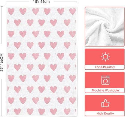 Artoid Mode Pink Heart Love Valentine's Kitchen Towels Dish Towels, 18x26 Inch Farmhouse Anniversary Wedding Decoration Hand Towels Set of 4