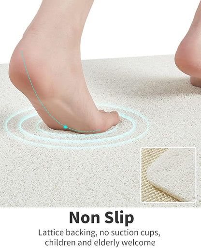 Non Slip Shower Mat, Comfortable Bath mat for Textured Surface,Quick Drying Easy Cleaning Shower Floor Mat for Wet Area,Without Suction Cups 24 x 24 (24"x24", White)