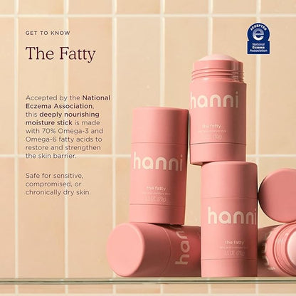HANNI Fatty Body Moisturizer Stick with Fatty Acids, Travel Size Friendly Solid Lotion for Plumping and Hydration, Fragrance-Free and Safe for Sensitive Skin, 2.5 oz (Pack of 2)