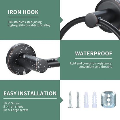 Bathroom Hardware Set Oil Rubbed Bronze Towel Bar 5 Piece for bathoom, Elegant Bathroom Accessory kit Inclusions 24 inch Wall Mounted Towel Rack 18 inch Towel Rod,Towel Ring, Hook,Toilet Paper Holder