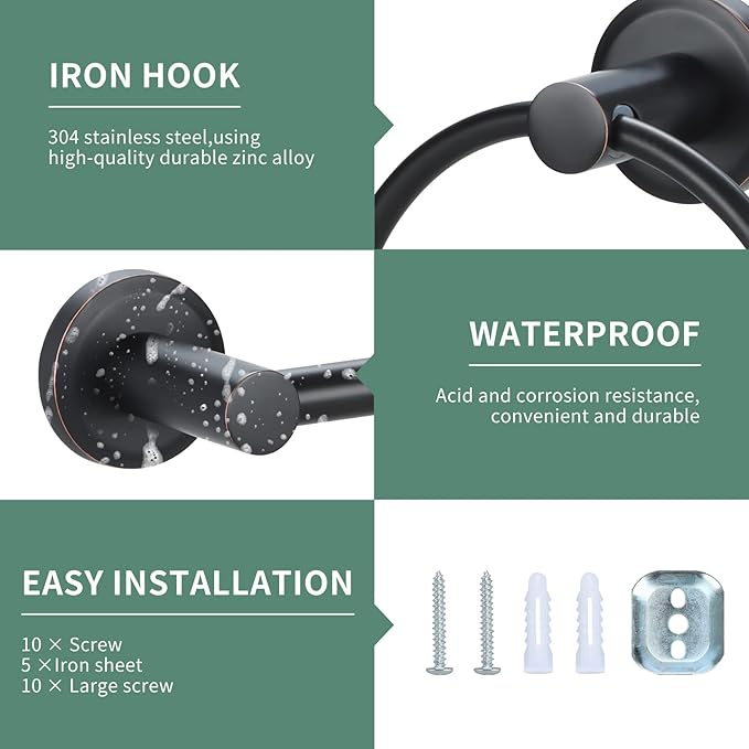 Oil Rubbed Bronze Bathroom Hardware Set 4 Piece Towel bar Adjustable Expandable Towel Rack Stainless Steel Towel Rail Wall Mounted Towel Holder Set
