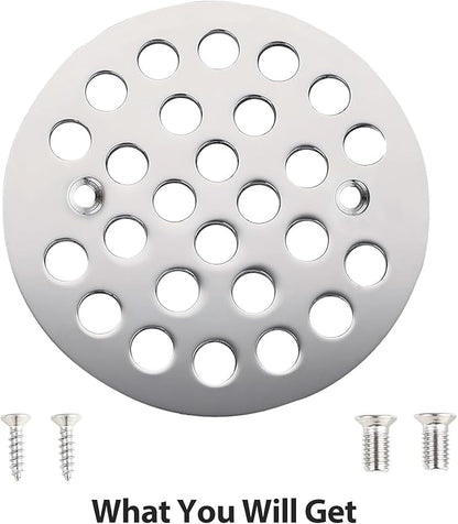4-1/4” Round Shower Drain Cover,Screw-in Shower Drain Strainer,Easy-to-Install Replacement Cover