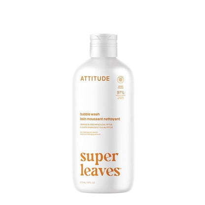 ATTITUDE Bubble Bath, EWG Verified, Plant and Mineral-Based, Dermatologically Tested, Vegan Body Care Products, Orange Blossom & Eucalyptus, 16 Fl Oz