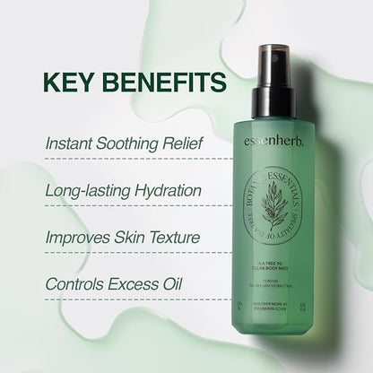 Tea Tree 90 Clear Body Mist for acne skin | 360° Moisture Spraying with Vegan Formula | AHA+BHA+PHA+LHA, Korean Skincare (6.76 fl oz, 200ml)