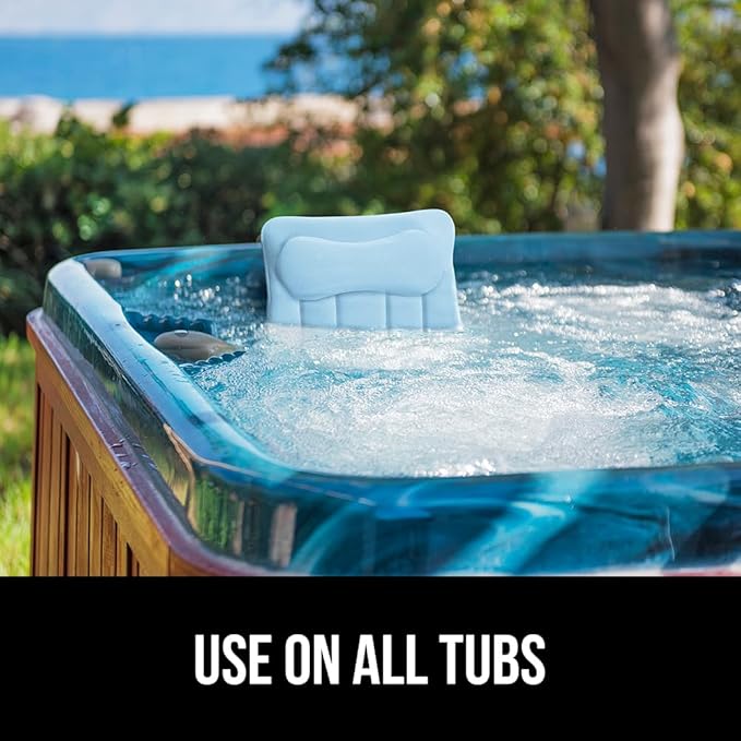 GORILLA GRIP Bath Pillow for Tub with Powerful Suction Cups, Headrest Pillows for Neck and Back Support, Machine Wash, Bathtub and Hot Tub Accessories, Relaxing Gift Essentials for Women, Spa Blue