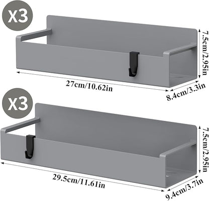 6 Pack Magnetic Spice Rack Organizer for Refrigerator and Oven, Dark Grey Fridge Organizers and Storage for Kitchen