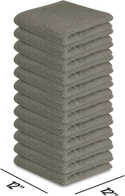 Softolle 100% Cotton Ring Spun Wash Cloths – Bulk Pack of Washcloths – 12x12 Inches – Wash Cloth for Face, Highly Absorbent, Soft and Face Towels (Taupe, 60 Pack)