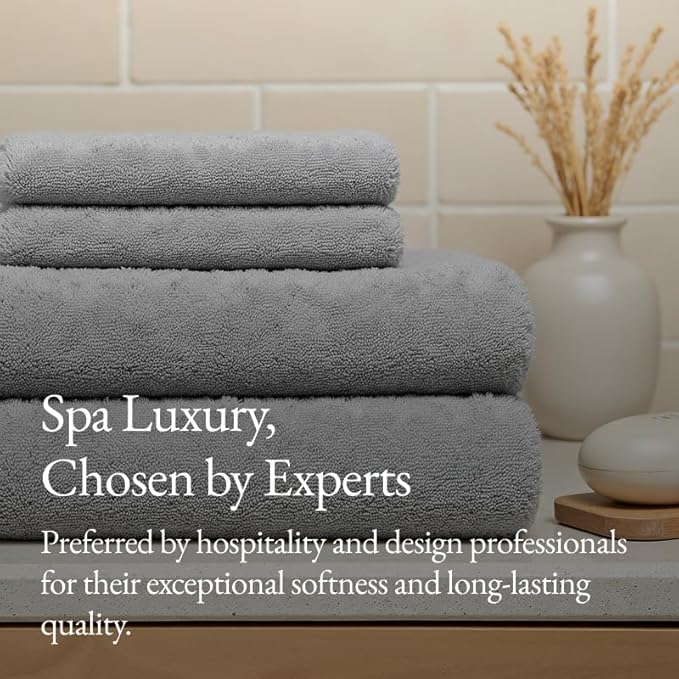 Italic Ultraplush 100% Australian Cotton Hand Towels - Set of 2 Luxury Hand Towels, Ultra Soft and Highly Absorbent 800GSM Towels for Bathroom,Shower, Hotel, and Spa (Light Gray)