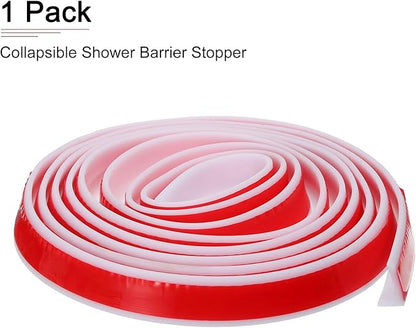 118"x0.8"x0.5" (LxWxH) Collapsible Shower Barrier Stopper - 1 Pack - Good for Bathroom Kitchen - L Shape Water Splash Guard Blocker - White