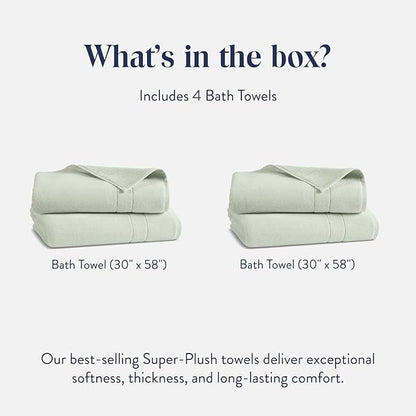 Brooklinen Super-Plush Turkish Cotton Bath Towels - Set of 4 - Cotton, 820 GSM, Highly Absorbent, Machine Washable, Perfect for Home & Bathroom (30" x 58", Aloe Green)