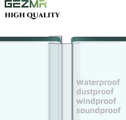 4-Pack Frameless Shower Door Side Seal Strip Shower Door Bottom Seal Shower Door Sweep for 1/4 Inch Thick Glass, Vertical H-Type Glass Door Seal Stop Leaks. (4-Pack x 45" Length)