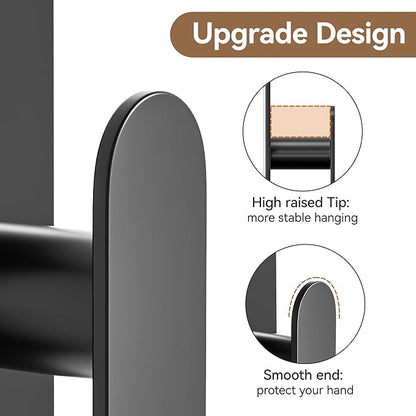 pickpiff Adhesive Towel Hooks for Bathroom: 20LB Extra Strong Wall Hanger for Shower Kitchen RV Dorm Apartment, Black 4 Pack