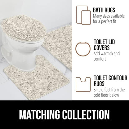 GORILLA GRIP Bath Rug Mat 30x20, Soft Absorbent Chenille, Quick Dry Microfiber Mats, Rubber Backing Washable Shower Floor Rugs, Bathmat Runner, US Designed Bathroom Home Decor Accessories Ivory Cream