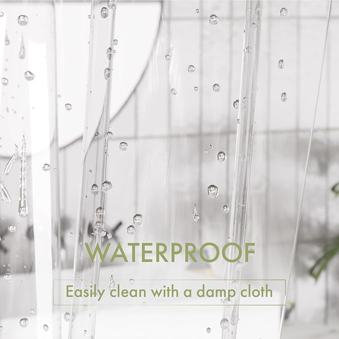 AmazerBath Shower Curtain Liner Small, 60x72 Clear Camper Shower Curtain, Waterproof Plastic Shower Liner, Lightweight PEVA Shower Curtain for Bathroom with 3 Magnets and 10 Rustproof Metal Grommets