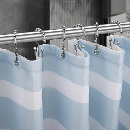 Titanker Shower Curtain Hooks Rings, Rust-Resistant Metal Double Glide Shower Hooks for Bathroom Shower Rods Curtains, Set of 12 Hooks - Chrome