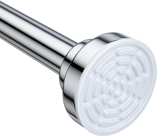Ausemku Shower Curtain Rod - 32-43 Inch Rustproof Tension Rod, Non-Slip Spring Design, No Drilling Adjustable Curtain Rod for Bathroom, Kitchen, and Closet（Silver）