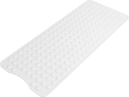 AmazerBath Shower Mat Non Slip 40 x 16 Inches, Shower Stall Mats with Suction Cups and Drain Holes, Non Slip Bath Mat for Tub for Elderly & Kids, White