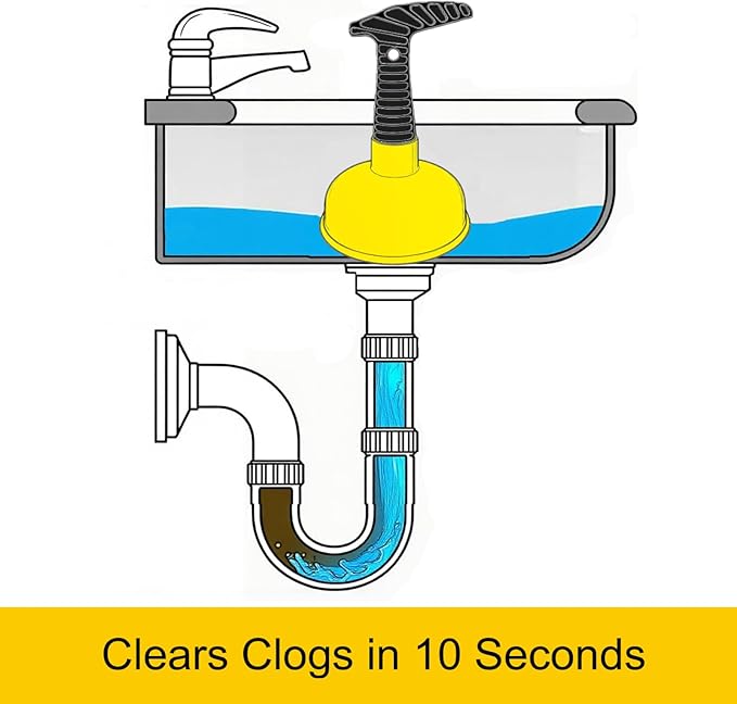 Mini Sink Plunger with Short Handle, Drain Clog Remover Plungers for Bathroom Kitchen Toilet Shower Tub, Powerful Suction, Compact Design, Yellow