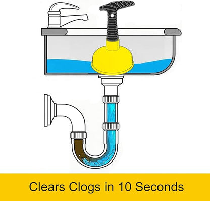 Mini Sink Plunger with Short Handle, Drain Clog Remover Plungers for Bathroom Kitchen Toilet Shower Tub, Powerful Suction, Compact Design, Yellow