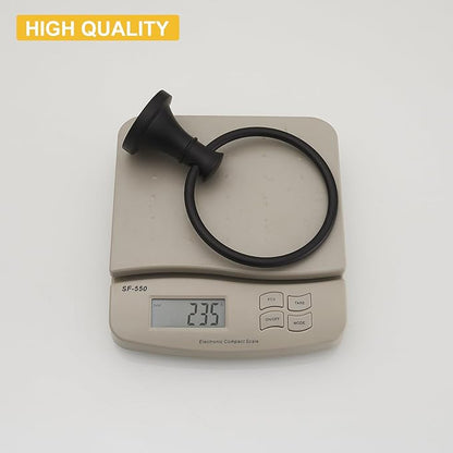 BESy Matte Black Bathroom Hand Towel Ring Towel Holder, Rustproof Wall Mounted Bathroom Hardware Accessory SUS 304 Stainless Steel Towel Rack