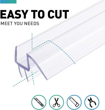 Shower Door Bottom Seal, 2 PCS 1/2"" x 36"" Shower Door Sweep for 1/2 Inch Glass, Frameless Glass Shower Door Seal Strip - Stop Shower Leaks and Create a Water Barrier, Clear